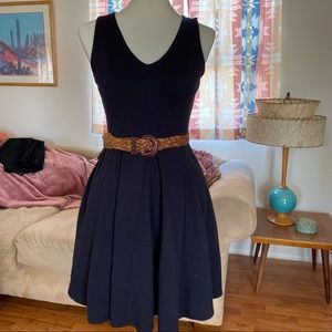 Black Pleated Dress w Pockets - Anthropologie